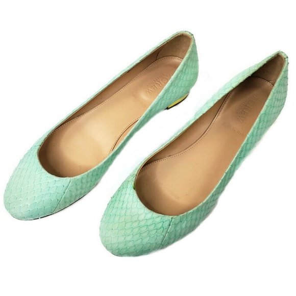 J. CREW Collection Janey snakeskin mint green flats.* Size 7 1/2 * - Picture 4 of 9